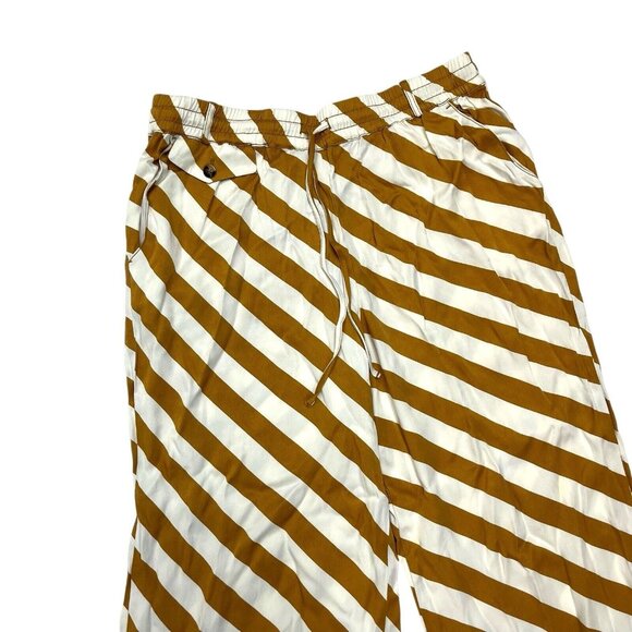 Anthropologie Maeve Printed Straight Leg Drawstring Pants Bronze Stripe NWT LP - Picture 4 of 6